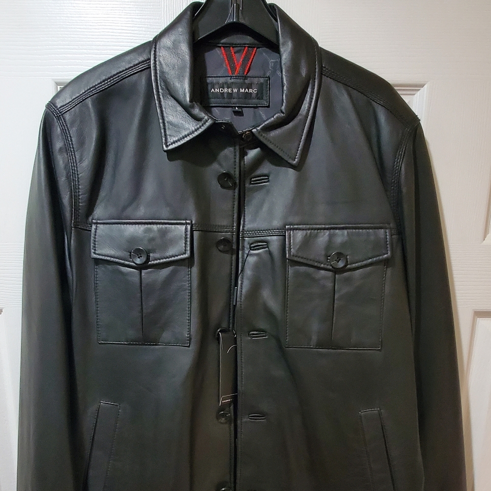 Brand New Andrew Marc leather jacket with original tagd.